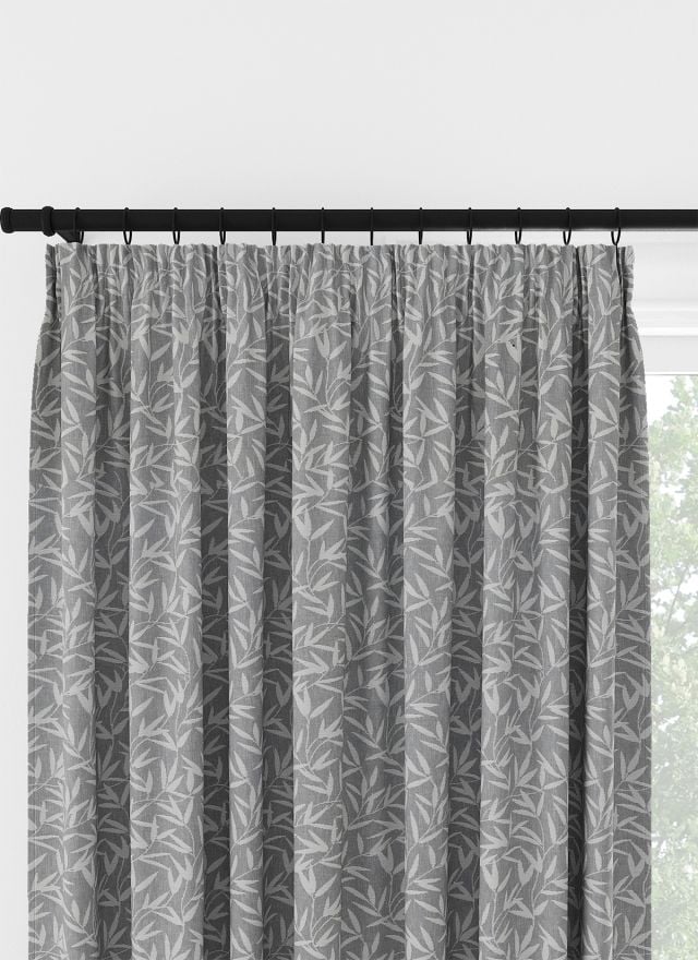 Laura Ashley Willow Leaf Chenille Steel Pencil Pleat Curtain