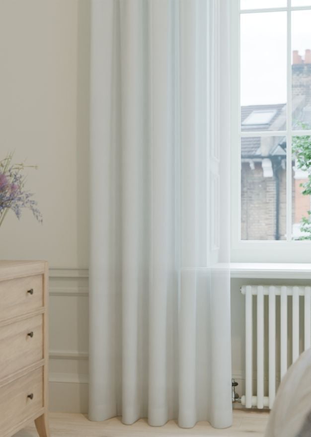 Almond Cream Soft Stripe Sheer Voile Curtain