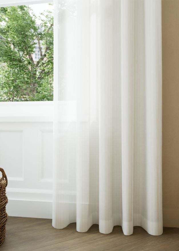 Chalk White Woven Stripe Sheer Curtain