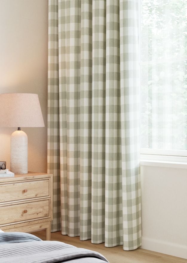 Sophie Allport Gingham Sage Green Curtain