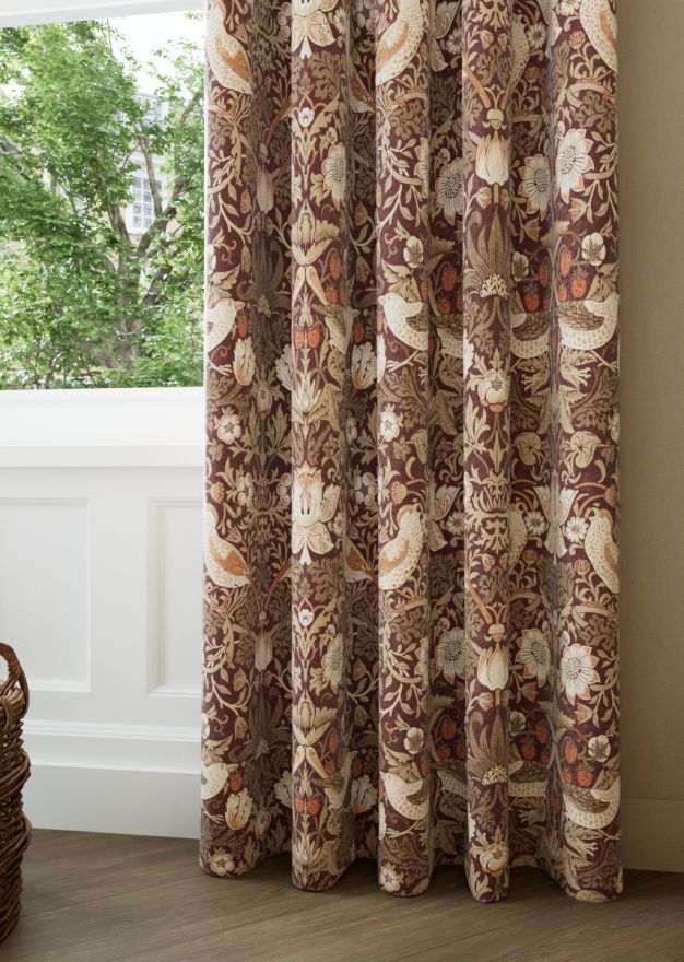 William Morris At Home Strawberry Thief Madder Curtain