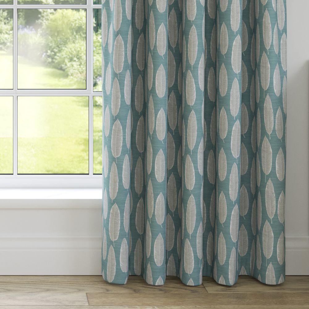 Quill Teal Pencil Pleat Curtain