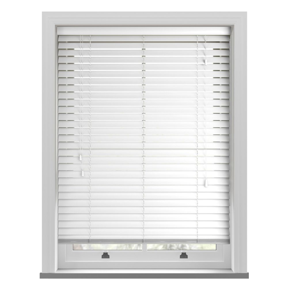 Made to Measure PVC Faux wood WHITE Plastic Venetian blinds 35mm or 50mm Slats 