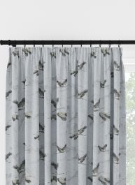 Laura Ashley Animalia Embroidered Silver Pencil Pleat Curtain