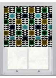 Orla Kiely Spot Flower Stem Blue & Green Roman Blinds