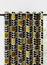 Orla Kiely Spot Flower Stem Yellow & Grey Eyelet Curtain