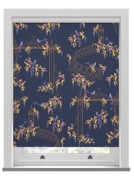 Sara Miller Birds & Gate Deep Navy Roller Blind