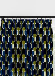 Orla Kiely Florida Navy Whale Pencil Pleat Curtain