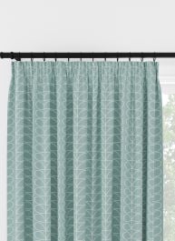 Orla Kiely Linear Stem Aqua Pencil Pleat Curtain
