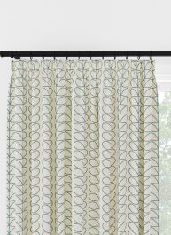 Orla Kiely Linear Stem Dark Powder Blue Pencil Pleat Curtain