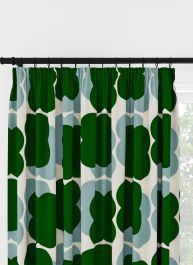 Orla Kiely Shadow Flower Jade & Duckegg Pencil Pleat Curtain