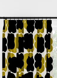 Orla Kiely Shadow Flower Seagrass & Navy Pencil Pleat Curtain