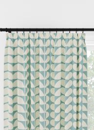 Orla Kiely Solid Stem Duckegg Pencil Pleat Curtain