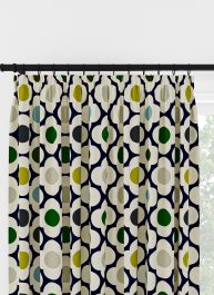 Orla Kiely Spot Flower Blue Multi Pencil Pleat Curtain