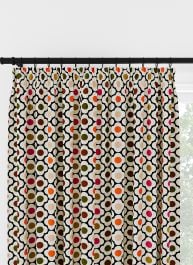 Orla Kiely Spot Flower Ditsy Red Multi Pencil Pleat Curtain