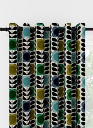 Orla Kiely Spot Flower Stem Blue & Green Eyelet Curtain