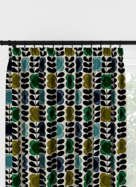 Orla Kiely Spot Flower Stem Blue & Green Pencil Pleat Curtain