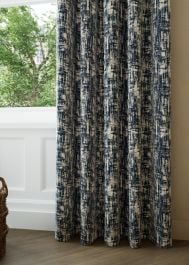 Ink Blue Distressed Jacquard Curtain