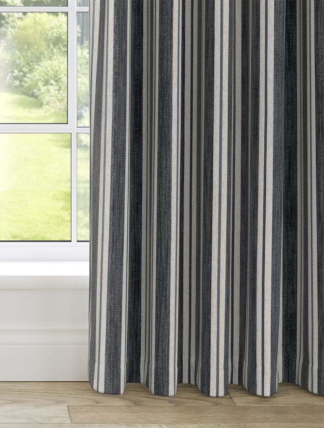Grey striped curtains sale