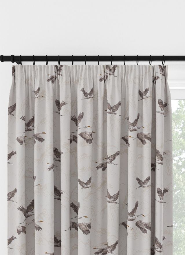 Laura Ashley Animalia Embroidered Pale Dove Grey Pencil Pleat Curtain
