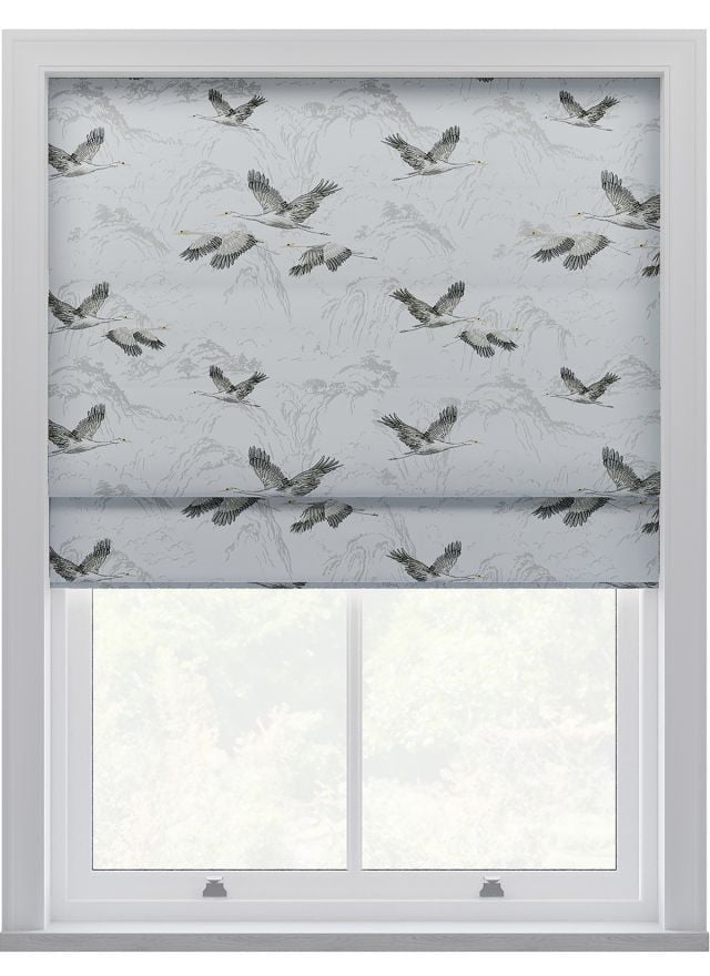 Laura Ashley Animalia Embroidered Silver Roman Blind