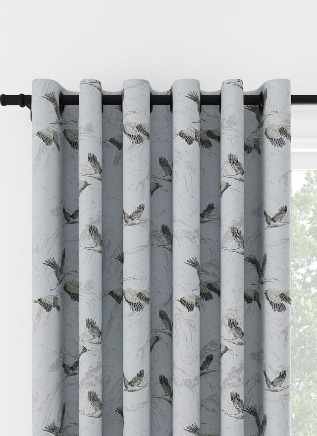 Laura Ashley Animalia Embroidered Silver Eyelet Curtain
