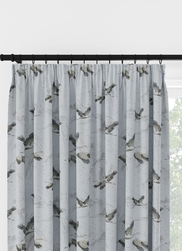 Laura Ashley Animalia Embroidered Silver Pencil Pleat Curtain