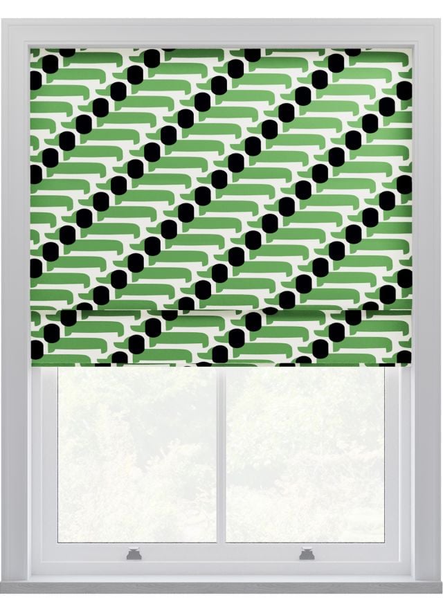 Orla Kiely Dog Show Green Roman Blinds