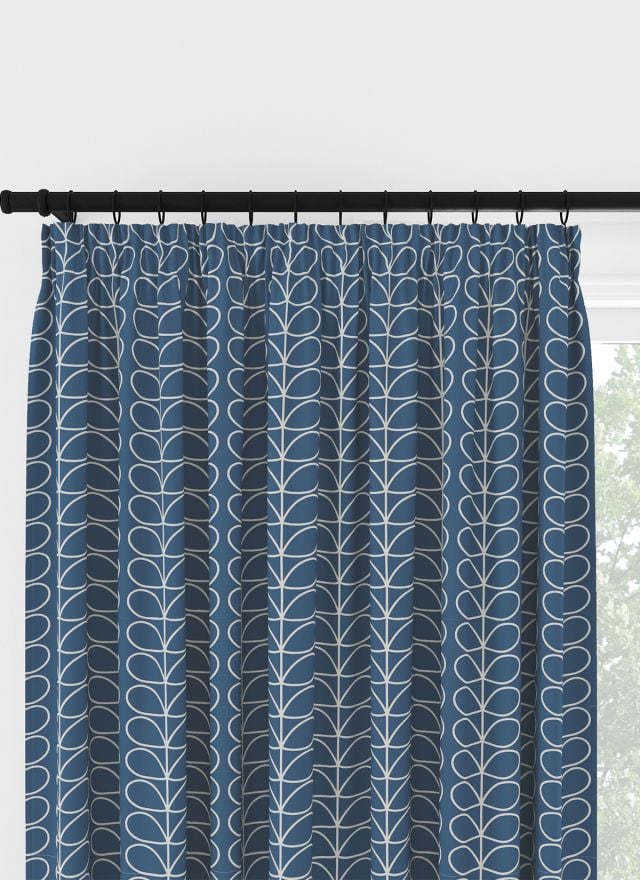 Orla Kiely Linear Stem Marine Pencil Pleat Curtain