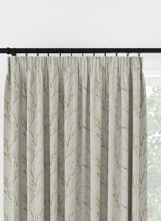 Laura Ashley Pussy Willow Embroidery Hedgerow Pencil Pleat Curtain