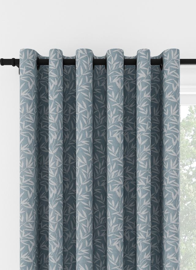 Laura Ashley Willow Leaf Chenille Pale Seaspray Eyelet Curtain