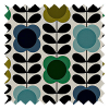 Orla Kiely Spot Flower Stem Blue & Green Pencil Pleat Curtain