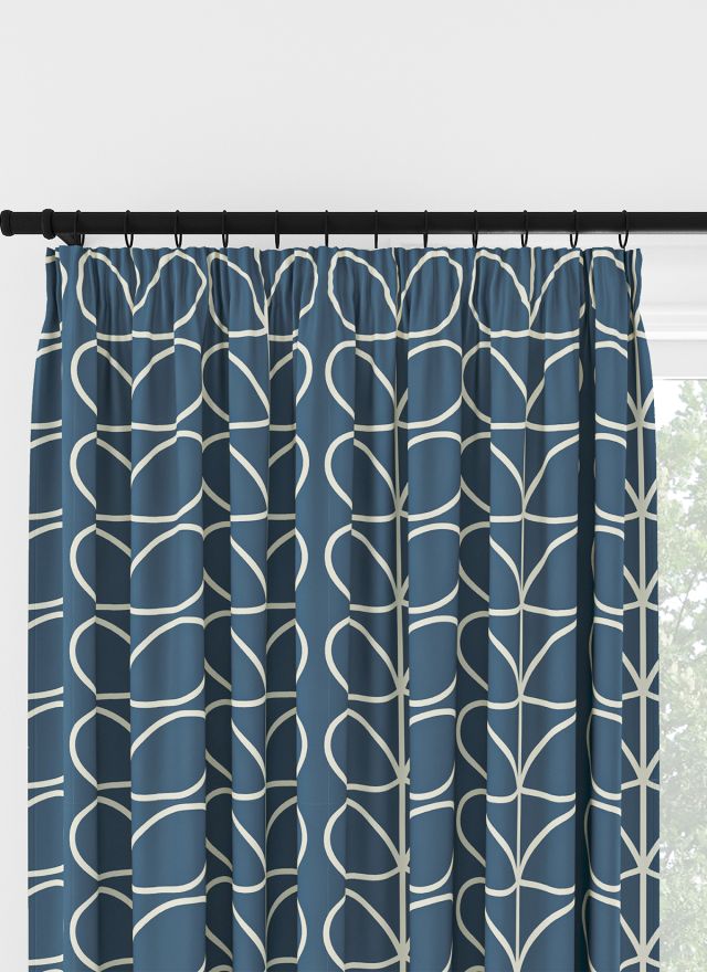 Orla Kiely Jumbo Linear Stem Marine Pencil Pleat Curtain