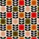 Orla Kiely Spot Flower Stem Tomato & Pink Pencil Pleat Curtain