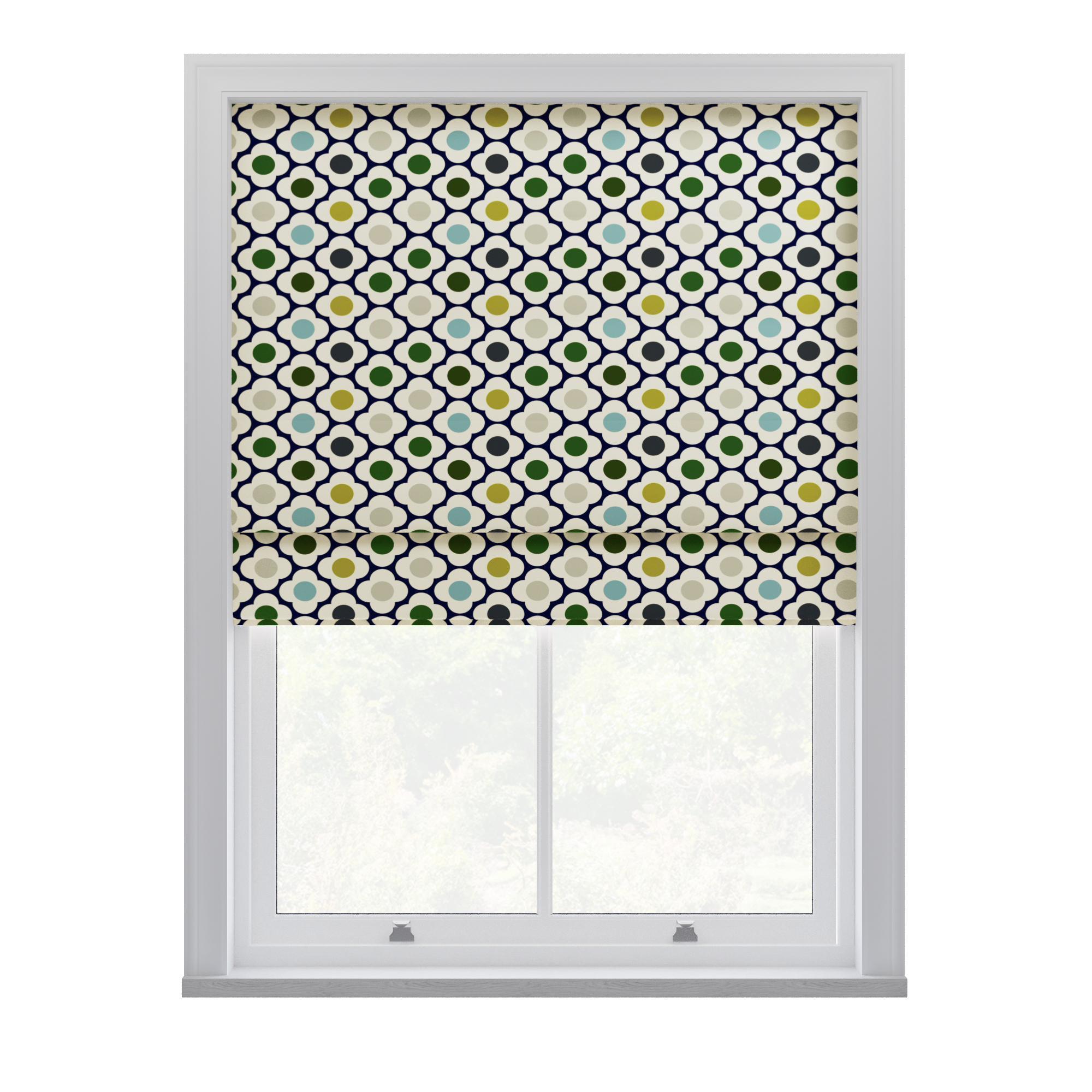 Orla Kiely Spot Flower Ditsy Blue Multi Roman Blinds