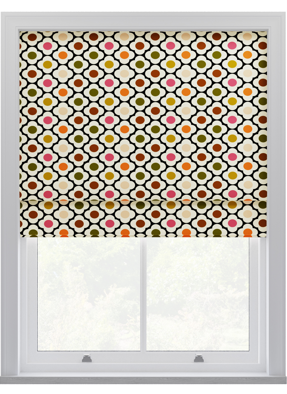 Orla Kiely Spot Flower Ditsy Red Multi Roman Blinds