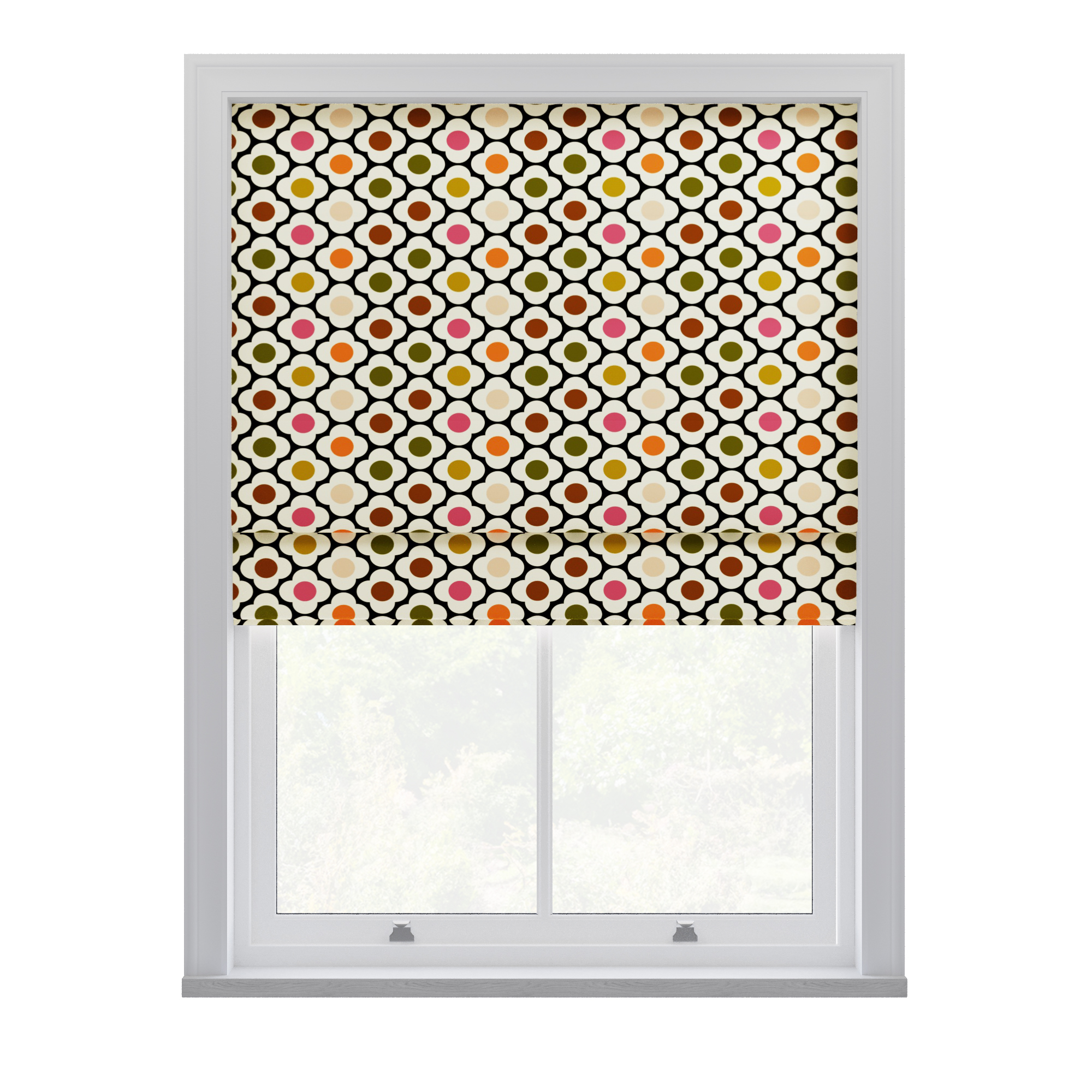 Orla Kiely Spot Flower Ditsy Red Multi Roman Blinds