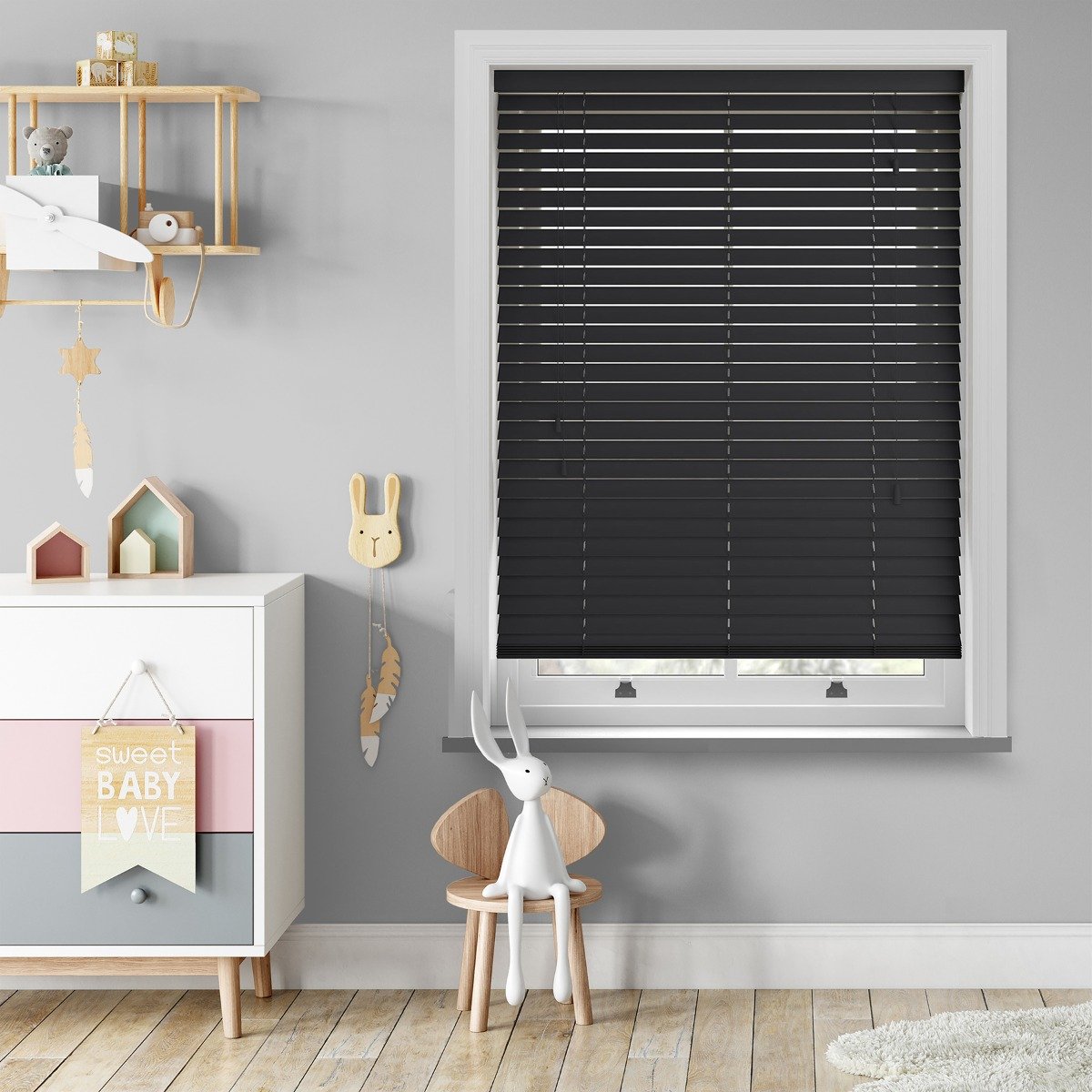 Image of Premier Mississippi Black Real Wood Blind